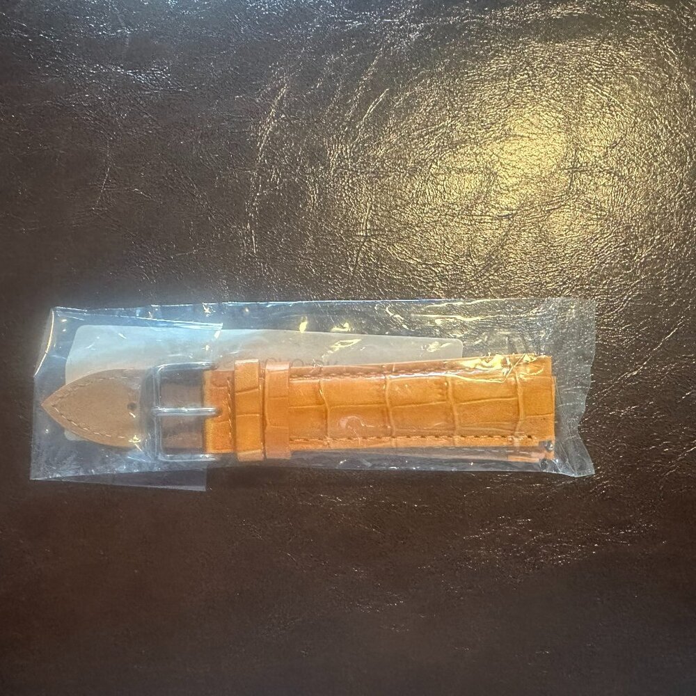 Orange Croco Genuine Leather Watch Band–20mm (w/ Built in Quick Release pins)